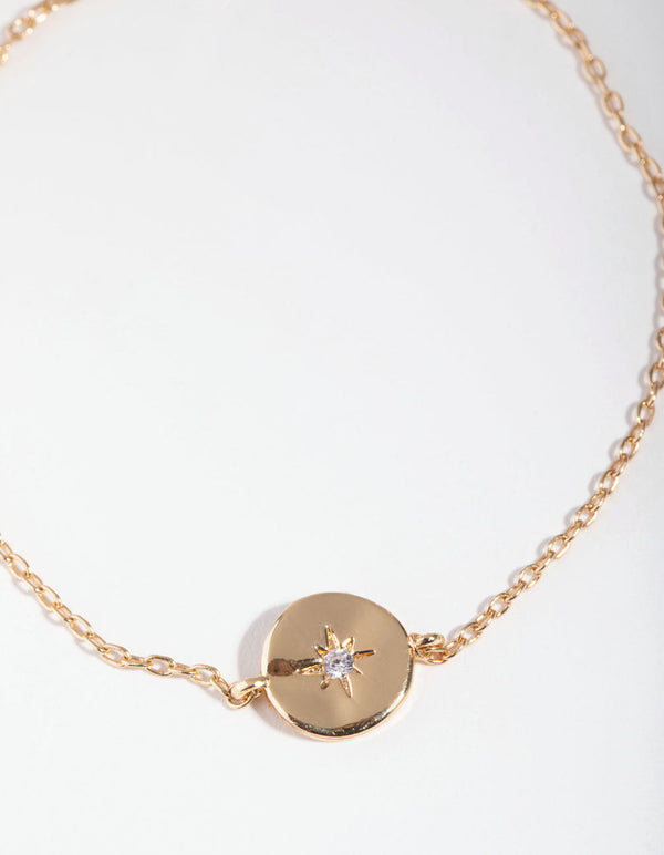 Real Gold Plated Starburst Disc Bracelet
