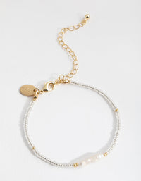 Real Gold Plated Freshwater Pearl and Seed Bead Bracelet - link has visual effect only