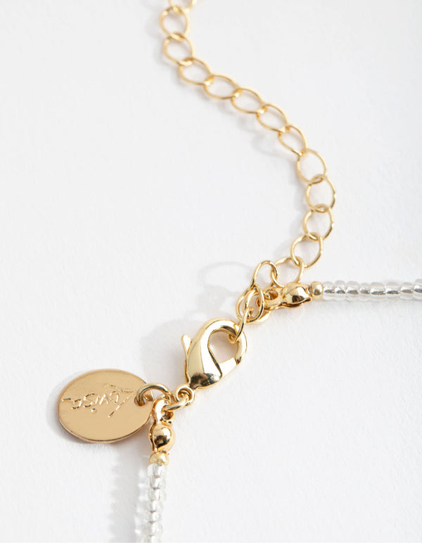 Real Gold Plated Freshwater Pearl and Seed Bead Bracelet