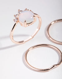 Real Rose Gold Plated Semi Precious Moonstone 4-Pack Rings - link has visual effect only