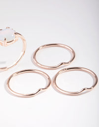 Real Rose Gold Plated Semi Precious Moonstone 4-Pack Rings - link has visual effect only