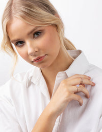 Real Rose Gold Plated Semi Precious Moonstone 4-Pack Rings - link has visual effect only