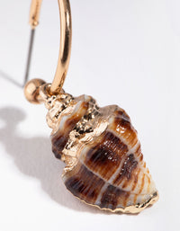 Gold Full Conch on Hoop Earrings - link has visual effect only