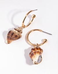 Gold Full Conch on Hoop Earrings - link has visual effect only