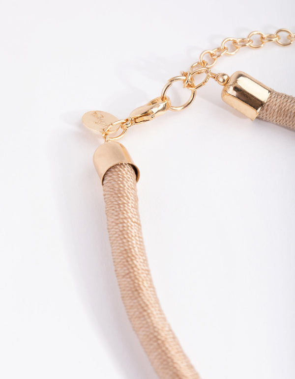 Gold Woven Shell Collar Necklace
