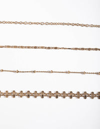 Burnished Gold Ball Decorated Bracelet and Anklet Set - link has visual effect only
