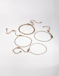 Burnished Gold Ball Decorated Bracelet and Anklet Set - link has visual effect only