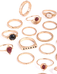 Antique Gold Etched Boho 24-Pack Rings - link has visual effect only