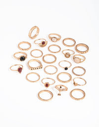 Antique Gold Etched Boho 24-Pack Rings - link has visual effect only