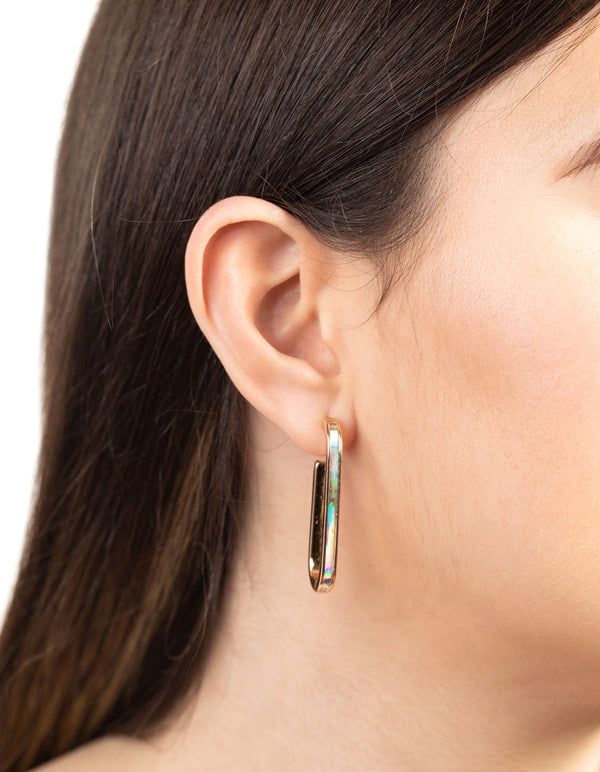 Gold Holographic Hoop Earrings
