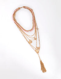 Gold Tassel Pendant 8-Row Necklace - link has visual effect only