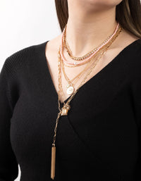 Gold Tassel Pendant 8-Row Necklace - link has visual effect only