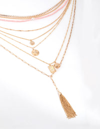 Gold Tassel Pendant 8-Row Necklace - link has visual effect only