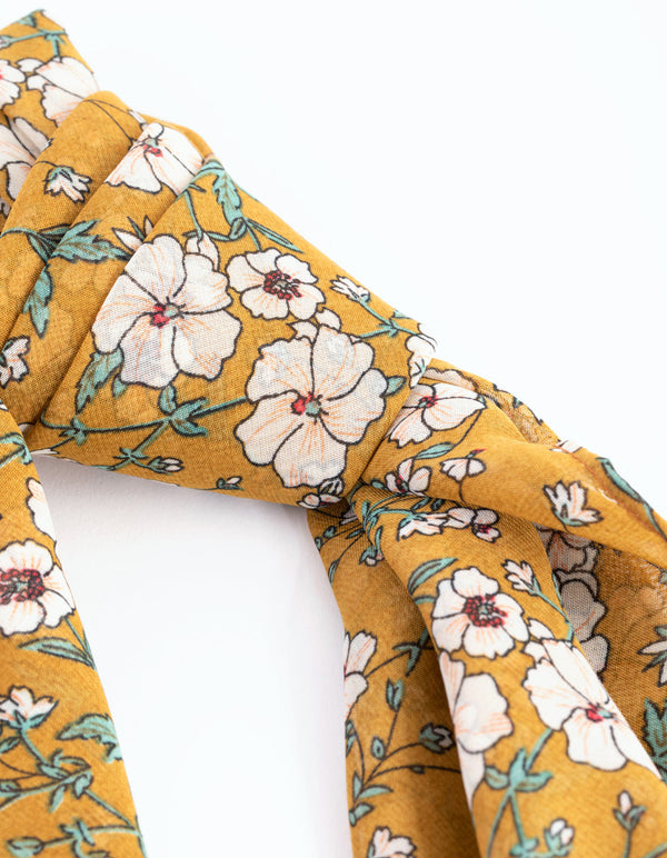 Mustard Floral Bandana Hair Scarf
