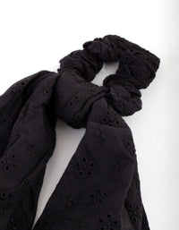 Czarny haftowany szalik gumka do włosów - link has visual effect only