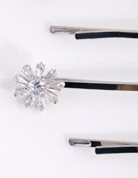 Silver Cubic Zirconia Flower and Butterfly 4-Pack Clip - link has visual effect only