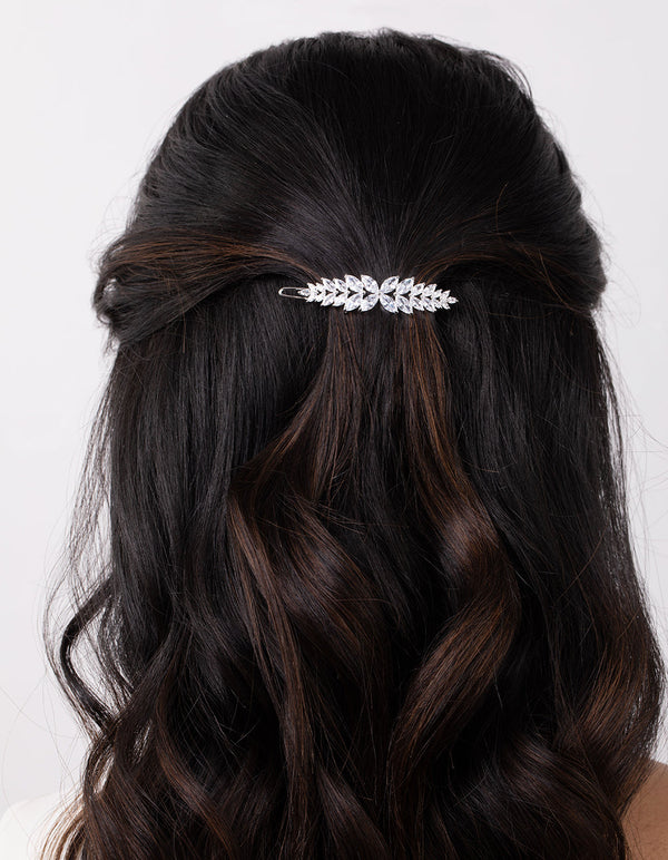 Silver Cubic Zirconia Multi Laurel Clip