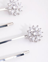 Silver Cubic Zirconia Flower Mix 4-Pack Clip - link has visual effect only
