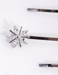 Silver Cubic Zirconia Flower Mix 4-Pack Clip - link has visual effect only