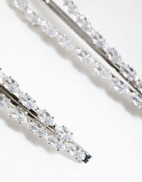Silver Cubic Zirconia Marquis 2-Pack Clips - link has visual effect only