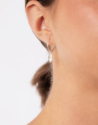 Sterling Silver Leaf Charm Hoop Earrings - link has visual effect only