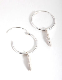 Sterling Silver Leaf Charm Hoop Earrings - link has visual effect only