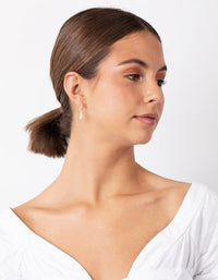 Sterling Silver Leaf Charm Hoop Earrings - link has visual effect only