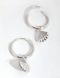 Sterling Silver Shell Charm Hoop Earrings - link has visual effect only