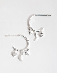 Sterling Silver Celestial Open Hoop Earrings - link has visual effect only