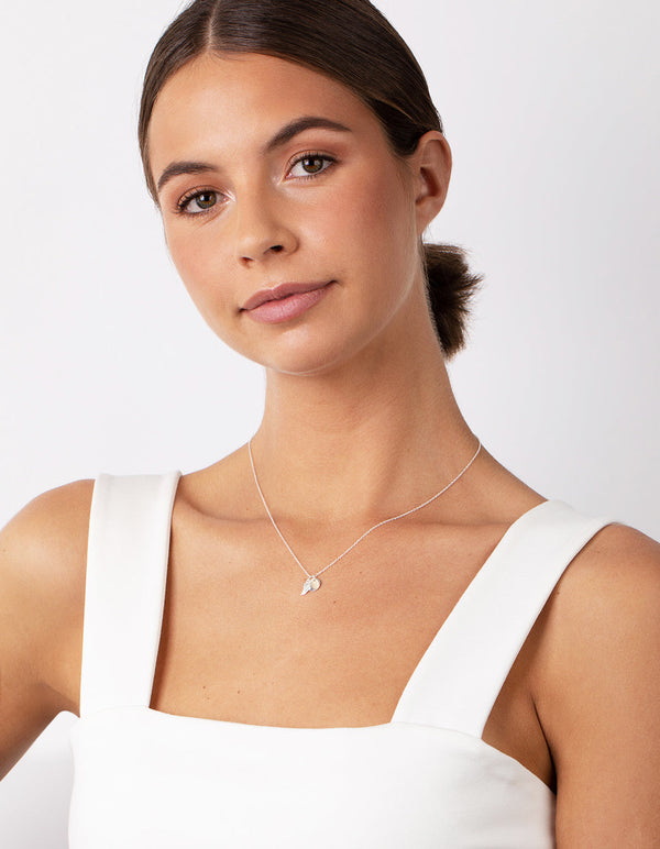 Sterling Silver Angel Wing Disc Necklace
