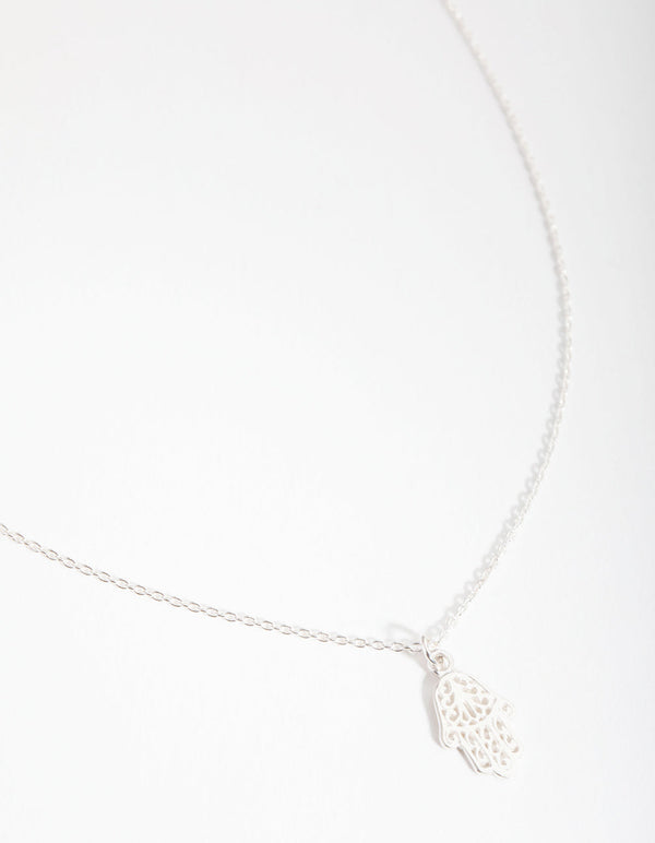 Sterling Silver Hamsa Hand Necklace
