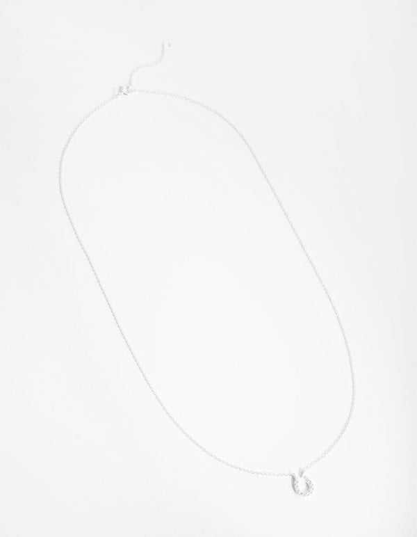 Sterling Silver Mini Pave Horseshoe Necklace