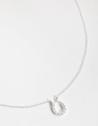 Sterling Silver Mini Pave Horseshoe Necklace - link has visual effect only