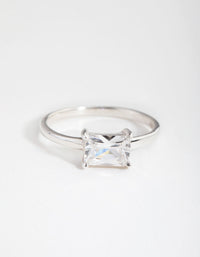 Sterling Silver Cubic Zirconia Emerald-Cut Ring - link has visual effect only
