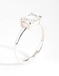 Sterling Silver Cubic Zirconia Emerald-Cut Ring - link has visual effect only