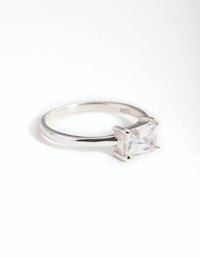 Sterling Silver Cubic Zirconia Emerald-Cut Ring - link has visual effect only