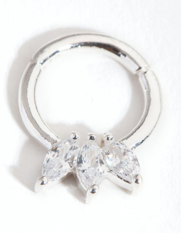 Sterling Silver Marquise Clicker Ring