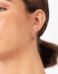 Rose Gold Sterling Silver Plated Heart Sparkle Hoop Earrings - link has visual effect only