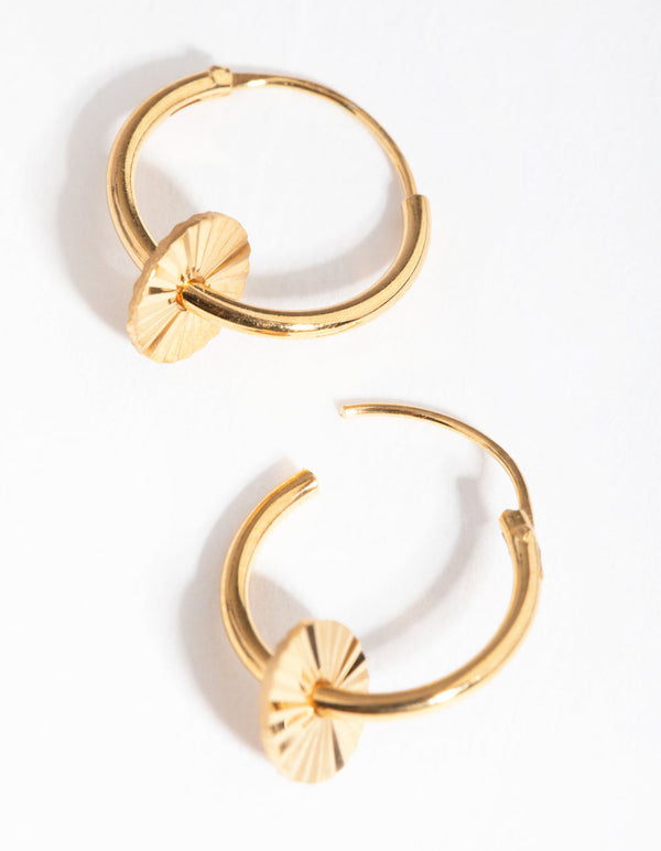 Gold Plated Sterling Silver Sun Thread Hoop Earrings