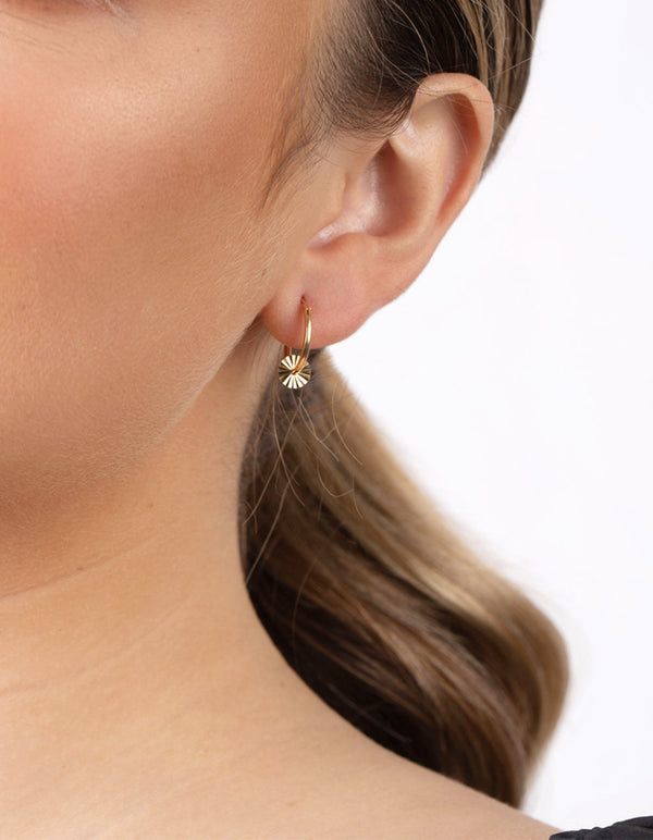 Gold Plated Sterling Silver Sun Thread Hoop Earrings