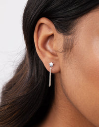 Sterling Silver Star Chain Drop Earrings - link has visual effect only