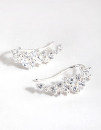 Sterling Silver Cubic Zirconia Mixed Cut Drop Earrings - link has visual effect only