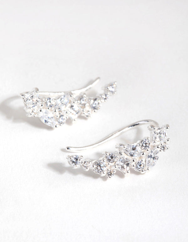Sterling Silver Cubic Zirconia Mixed Cut Drop Earrings