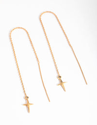 Gold Plated Sterling Silver Cross Thread Earrings - link has visual effect only