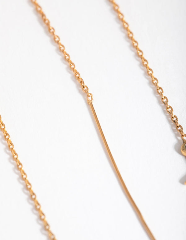 Gold Plated Sterling Silver Cross Thread Earrings