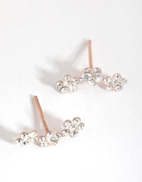 Rose Gold Plated Sterling Silver Diamante Flower Crawler Earrings - link has visual effect only