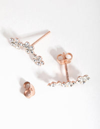 Rose Gold Plated Sterling Silver Diamante Flower Crawler Earrings - link has visual effect only