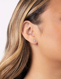 Sterling Silver Rose Gold Pave Heart Stud Earrings - link has visual effect only