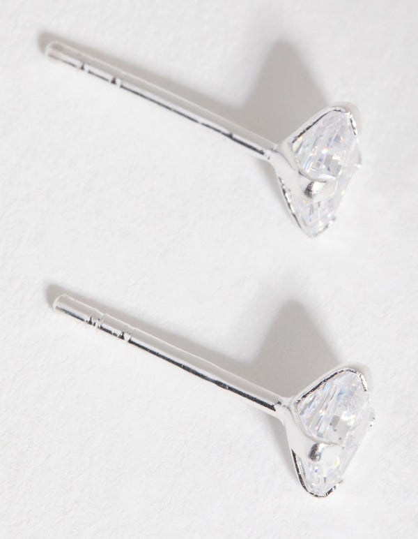 Sterling Silver Cubic Zirconia 3/4 Carat Asscher Stud Earrings