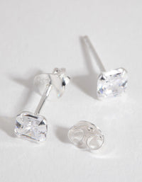 Sterling Silver Cubic Zirconia 3/4 Carat Asscher Stud Earrings - link has visual effect only